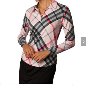 SANSOLEIL COOL ULTRA-MESH 1/4 UPF 50 ZIP MOCK. TOILE DE GOLF Shirt